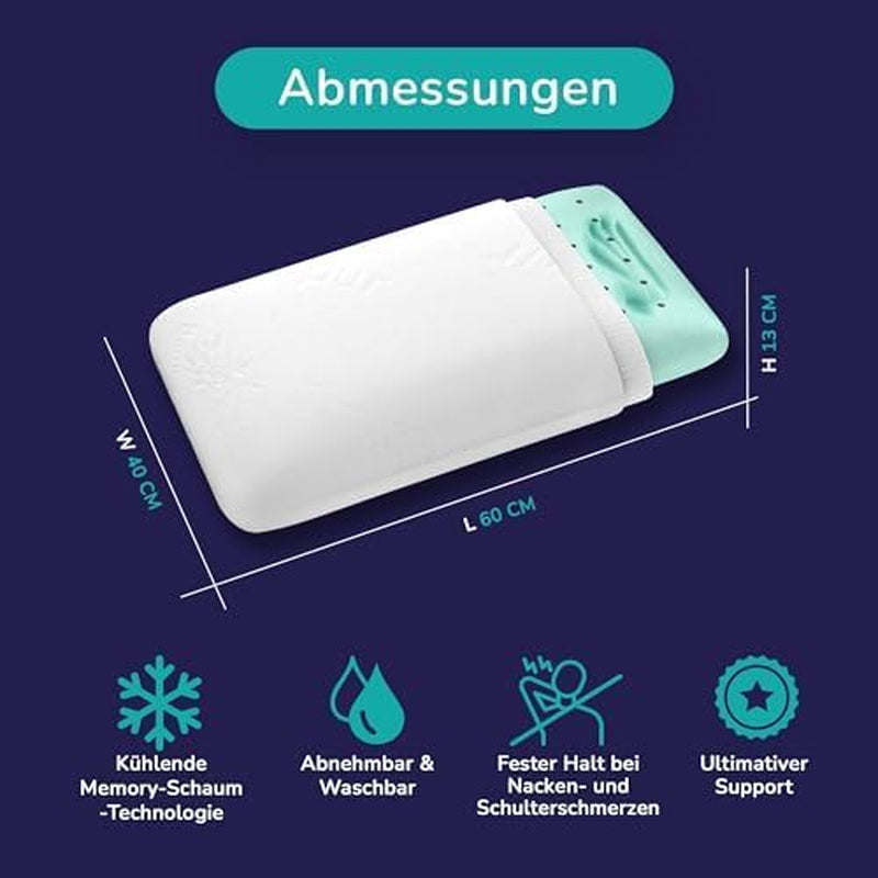 Sada 2 polštářů na podporu krku 40X60-13Cm - Ergonomický polštář na spaní na krk a ramena, Cervikální ortopedické polštáře s certifikací Oeko-Tex Naty Shop