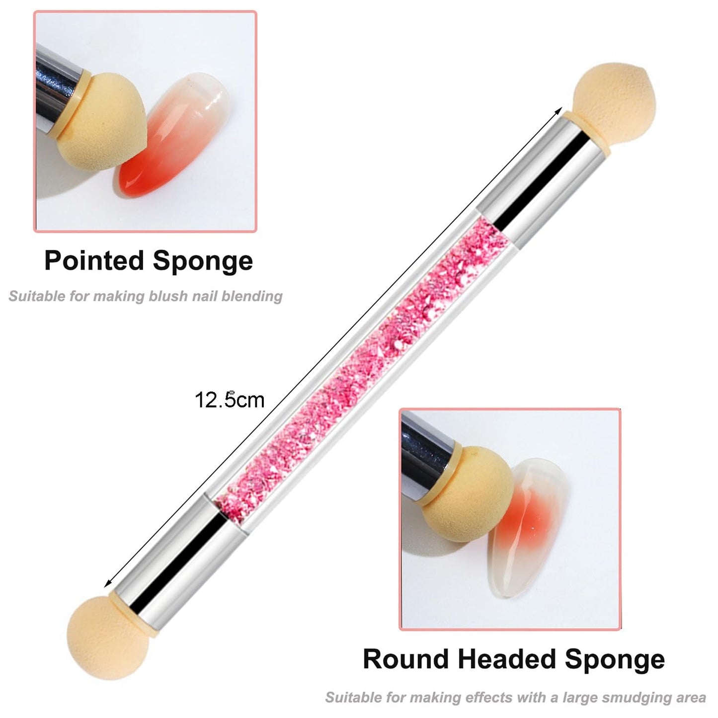 Sada 6 Stück Nagel Pinsel Pinsel, Doppel-Ende Nagel Design Pinsel, Acryl Nail Art Pinsel Pinsel Pinsel na tečkování teček pro DIY Nail Art Design (Mit 1 Schwammbürste)