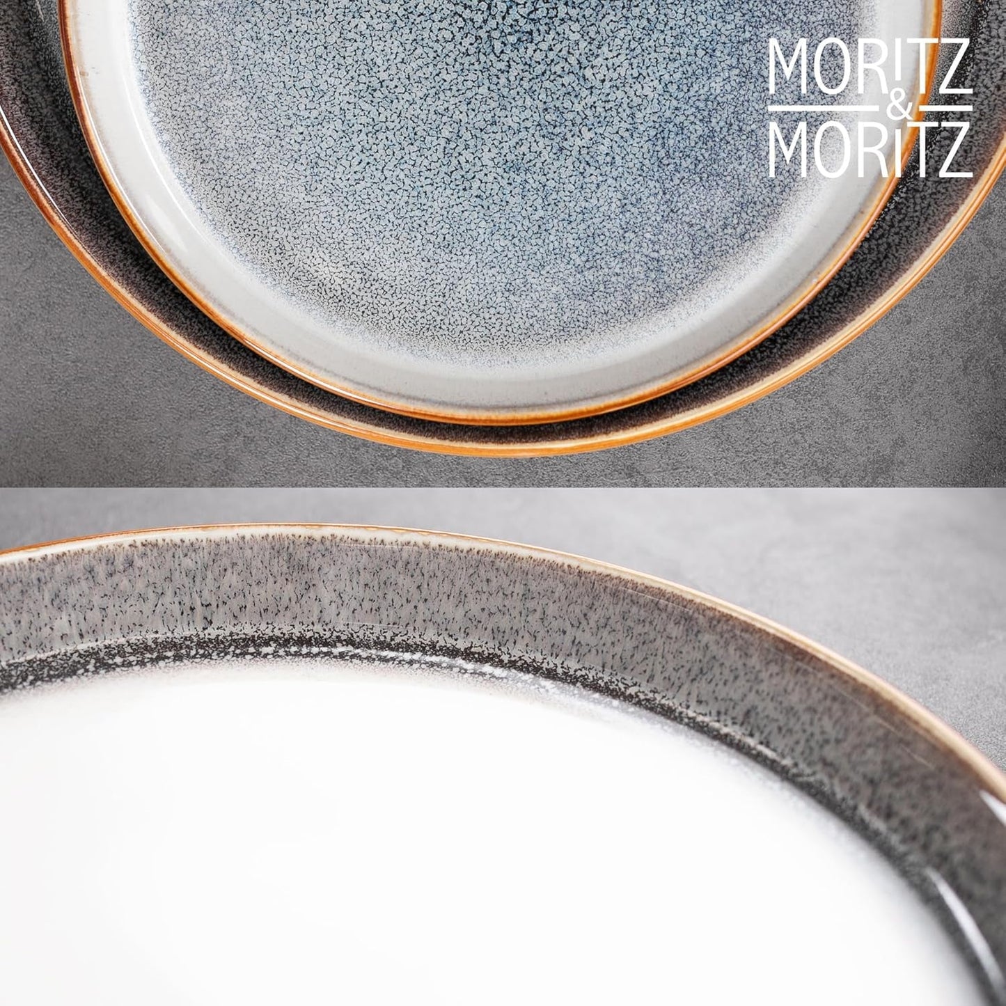 Moritz & Moritz TARENTO 24dílná sada nádobí pro 6, šedá - Elegantní vysoce kvalitní sada kameninových talířů - Sada nádobí obsahuje 6 talířů, 6 dezertních talířů, 6 talířů a 6 šálků