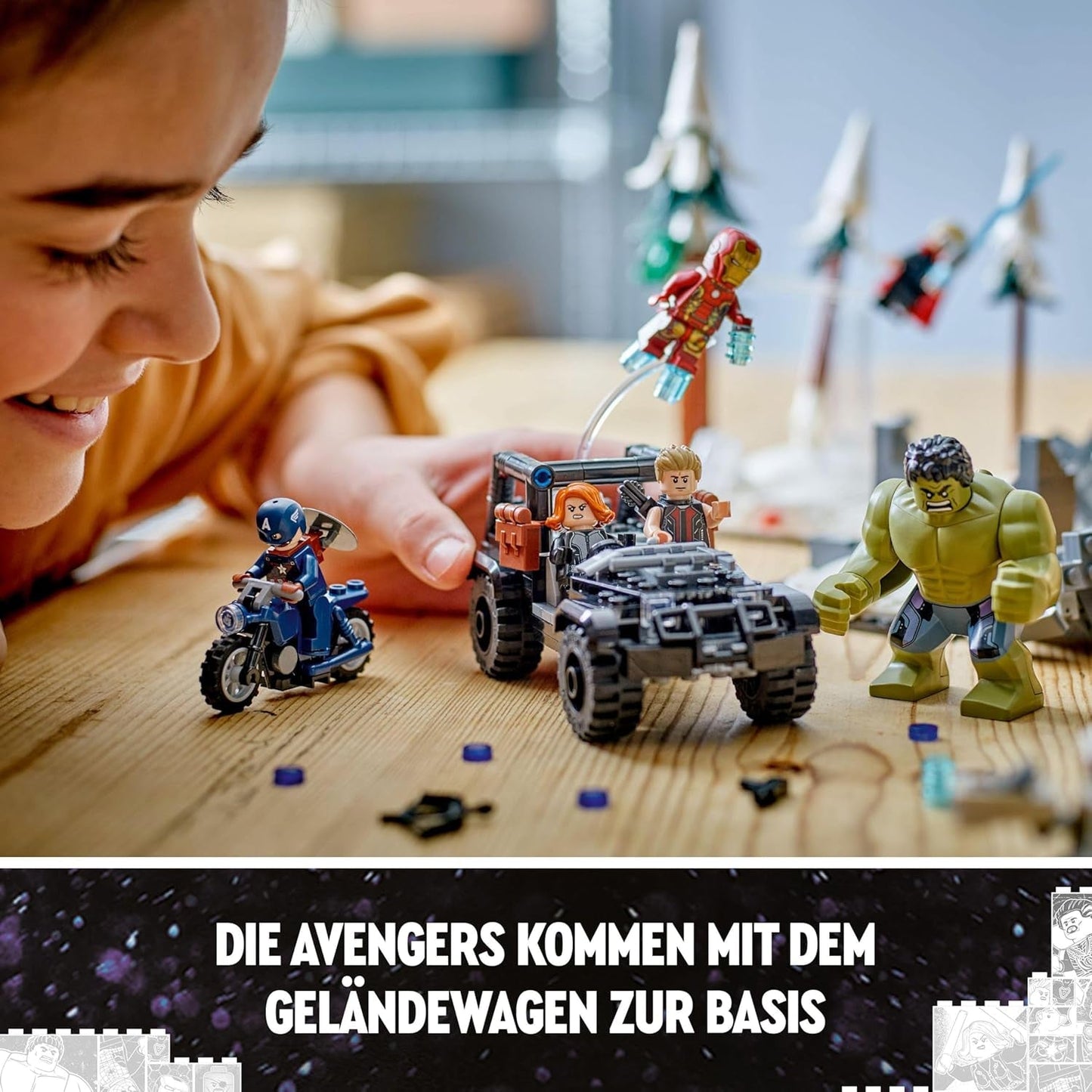 LEGO Marvel Avengers Assemble: Age of Ultron, stavějte a hrajte set s 8 minifigurkami superhrdinů, jako jsou Thor, Hulk a Iron Man, stavebnice pro chlapce a dívky, sada dobrodružství 76291 Stavebnice Besuche den LEGO-Store