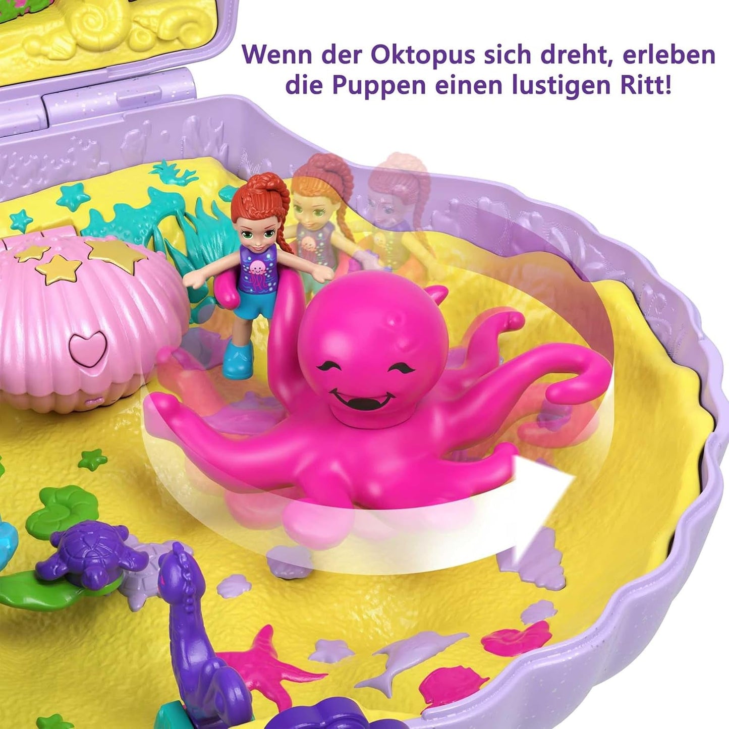 Kapesní úložný box Polly Taška mušle se 2 panenkami a 1 ponorkou Polly Kapesní hračka Mořská panna Věk 4+ GNH11