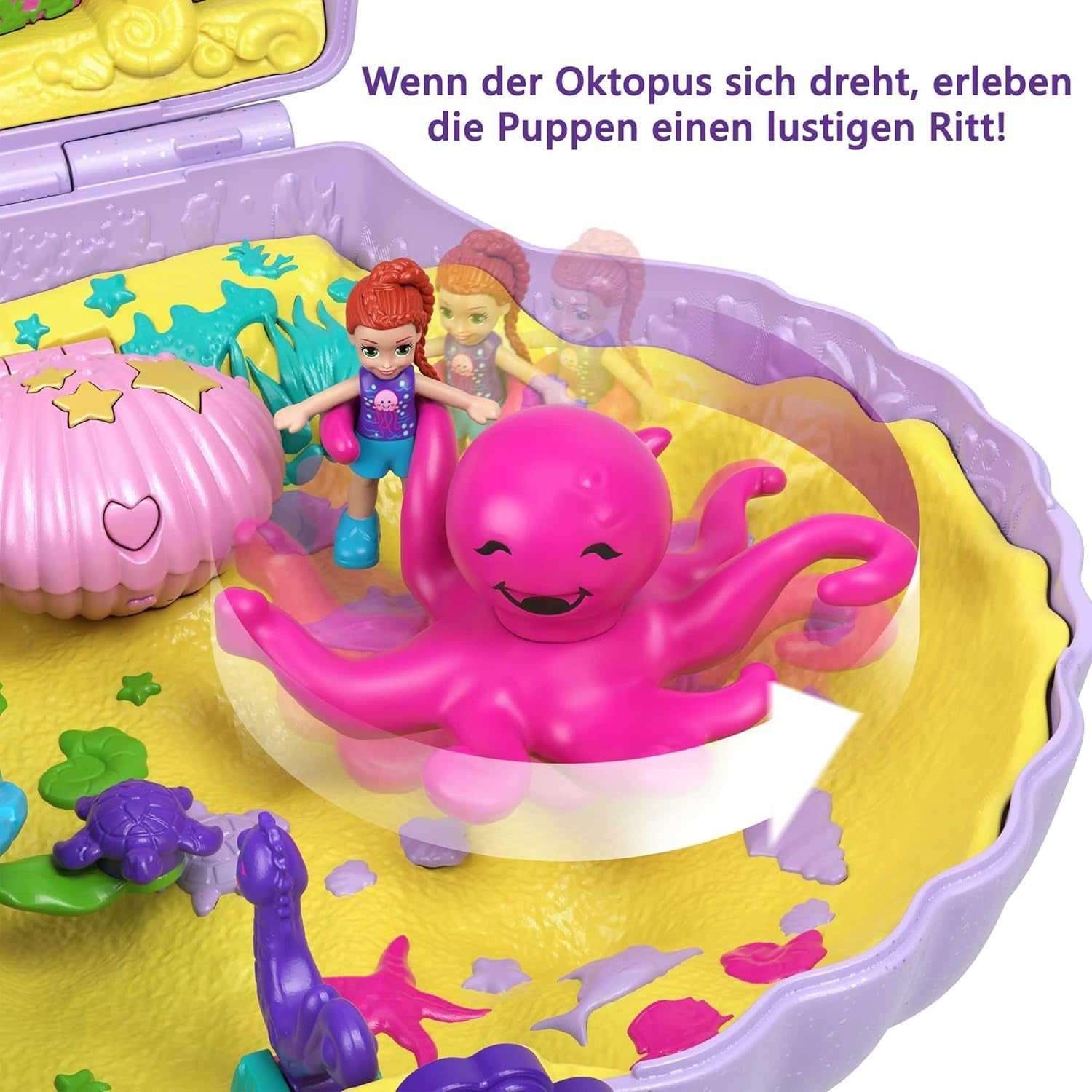 Kapesní úložný box Polly Taška mušle se 2 panenkami a 1 ponorkou Polly Kapesní hračka Mořská panna Věk 4+ GNH11