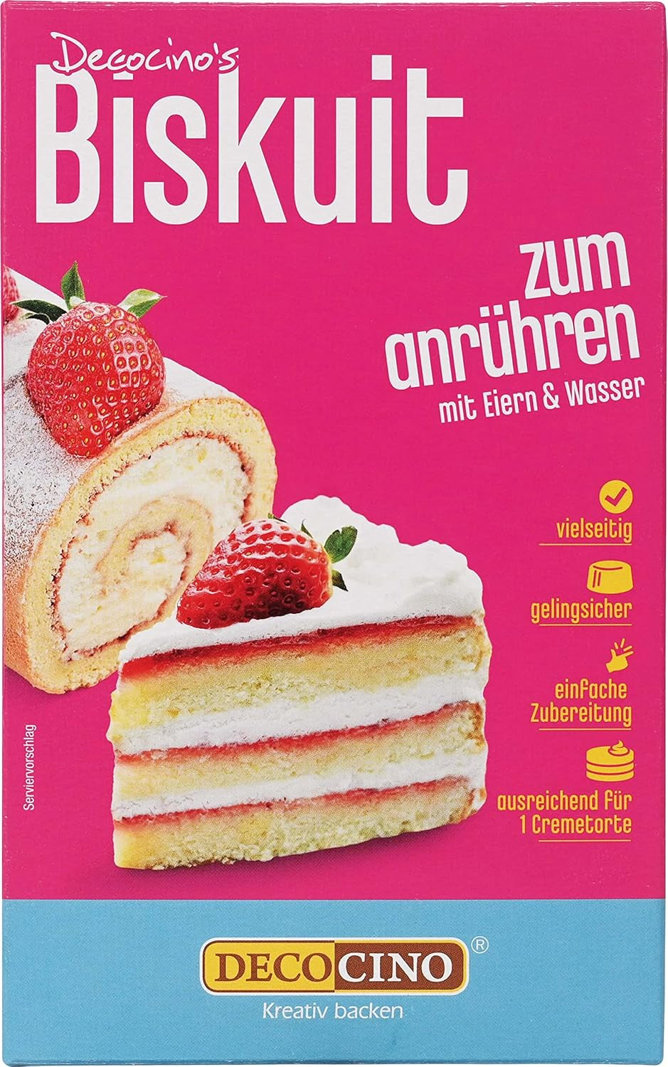 DECOCINO Biscuit Backmischung (250 G) – Einfache Zubereitung – Gelingsicher – Zum Backen Von Luftigen Biskuitböden, Creme-Torten, Biskuitrollen Uvm. Výchozí název obchodu Naty