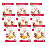 100% jahodové bio ovocné chipsy mrazem sušené jahodové chipsy Balení po 12 kusech (12 x 12 g) a křupavé srdce banán & jahoda bio dětské a kojenecké občerstvení (9 x 30 g) 270 g