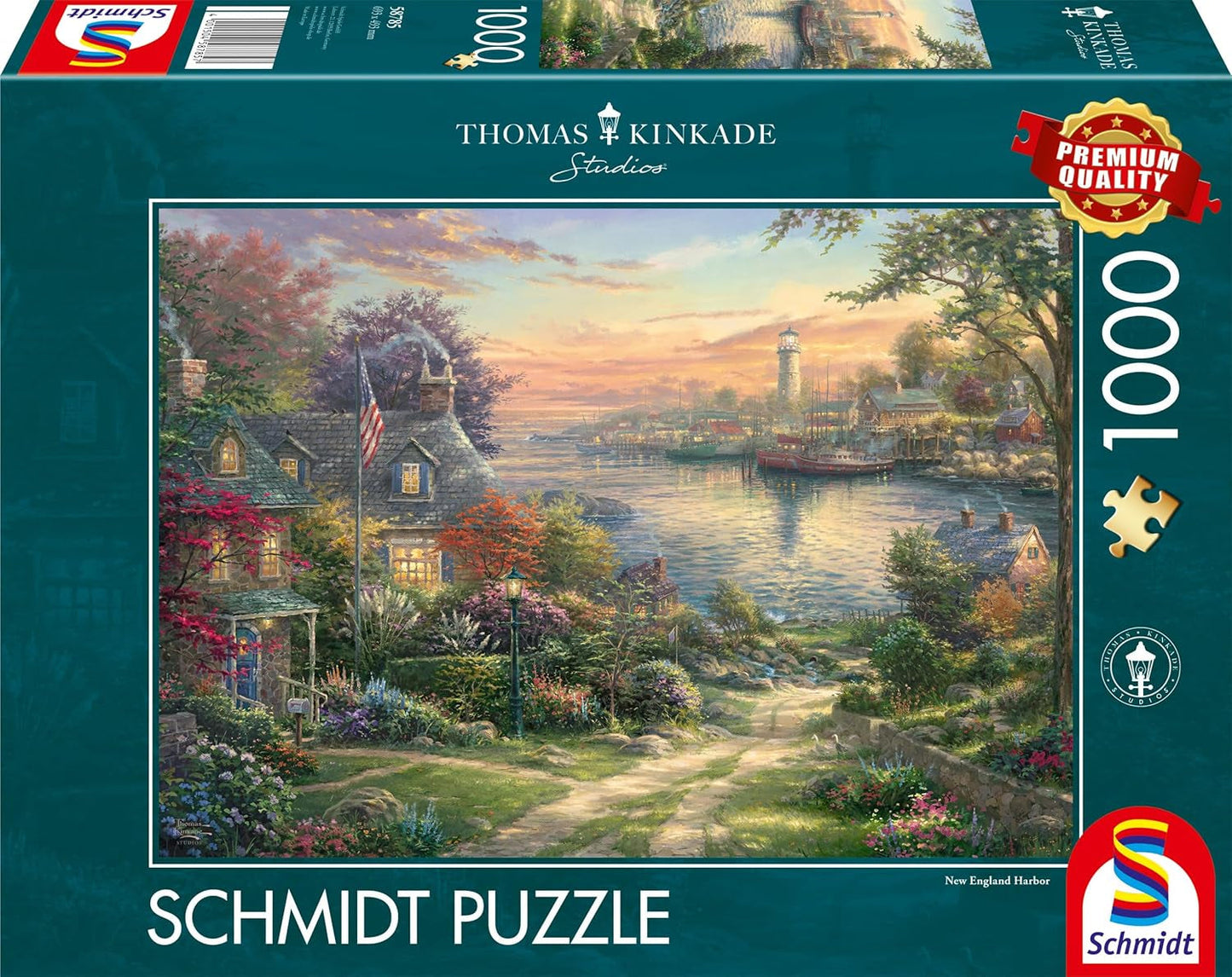 Schmidt Spiele 58785 Thomas Kinkade, New England Harbor, skládačka 1000 dílků, barevné Puzzle Naty Shop Výchozí název