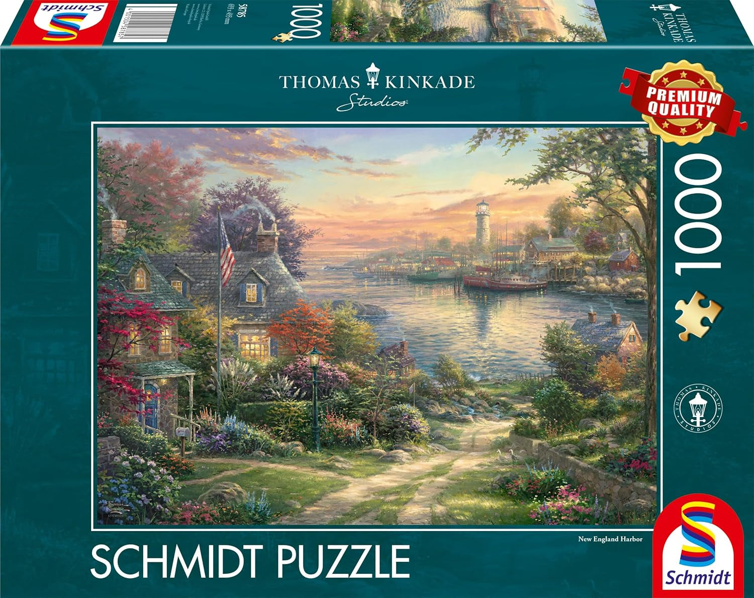 Schmidt Spiele 58785 Thomas Kinkade, New England Harbor, skládačka 1000 dílků, barevné Puzzle Naty Shop Výchozí název
