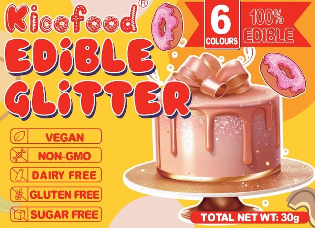 Jedlé třpytky, sada 6 odstínů, 5 gramů Glitter Naty Shop