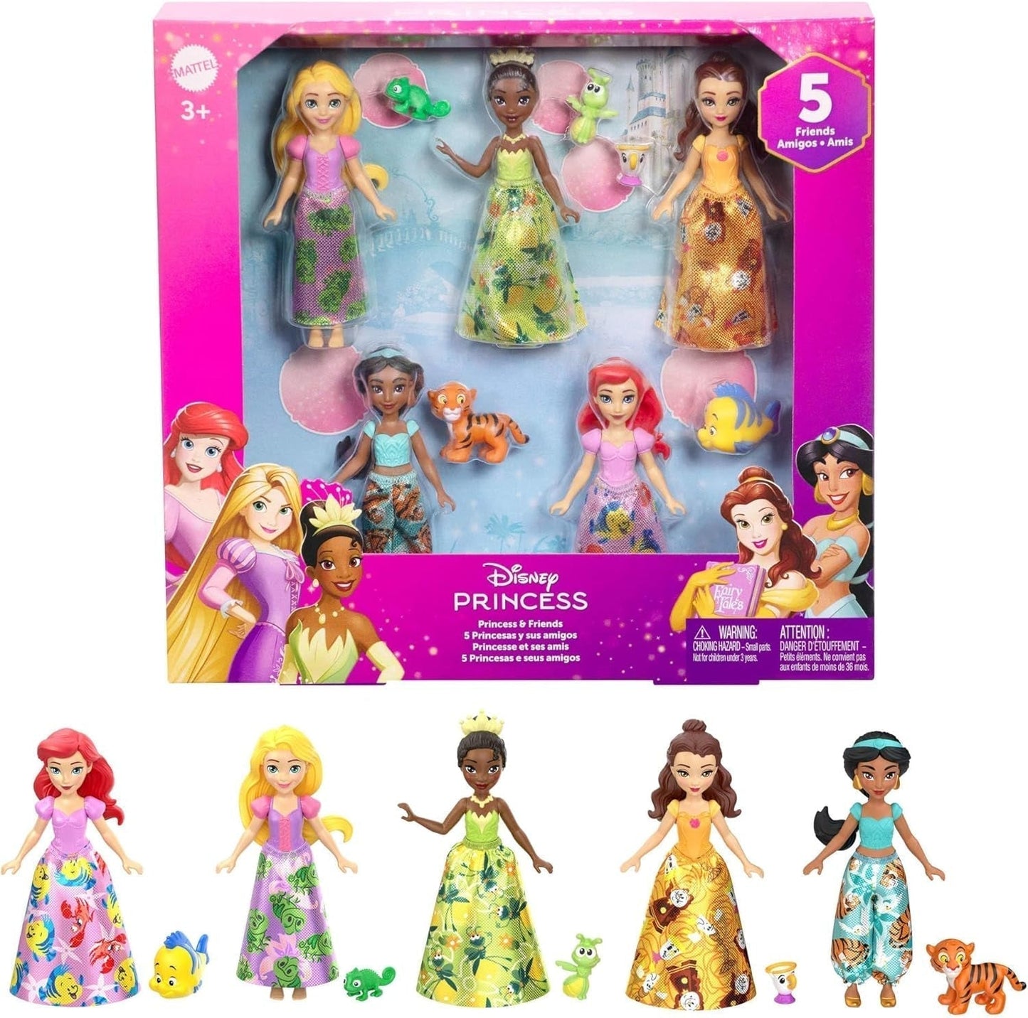 Mattel Disney Princezna Transformující herní sada Kočár do hradu s panenkou Aurora, 3 úrovně, 6 herních oblastí, 4 figurky, nábytek a doplňky Panenky HWX17 Sada přátel Naty Shop