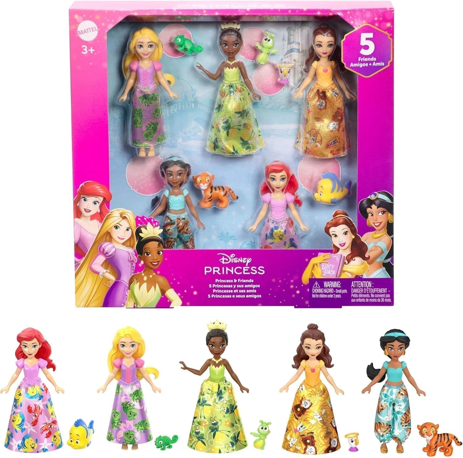 Mattel Disney Princezna Transformující herní sada Kočár do hradu s panenkou Aurora, 3 úrovně, 6 herních oblastí, 4 figurky, nábytek a doplňky Panenky HWX17 Sada přátel Naty Shop