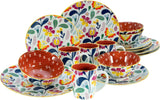 CreaTable, 17407, Folklore Series, 16dílná sada nádobí pro 4, Porcelánová kombinovaná služba, Vhodné do myčky a mikrovlnné trouby, Kvalitní výroba