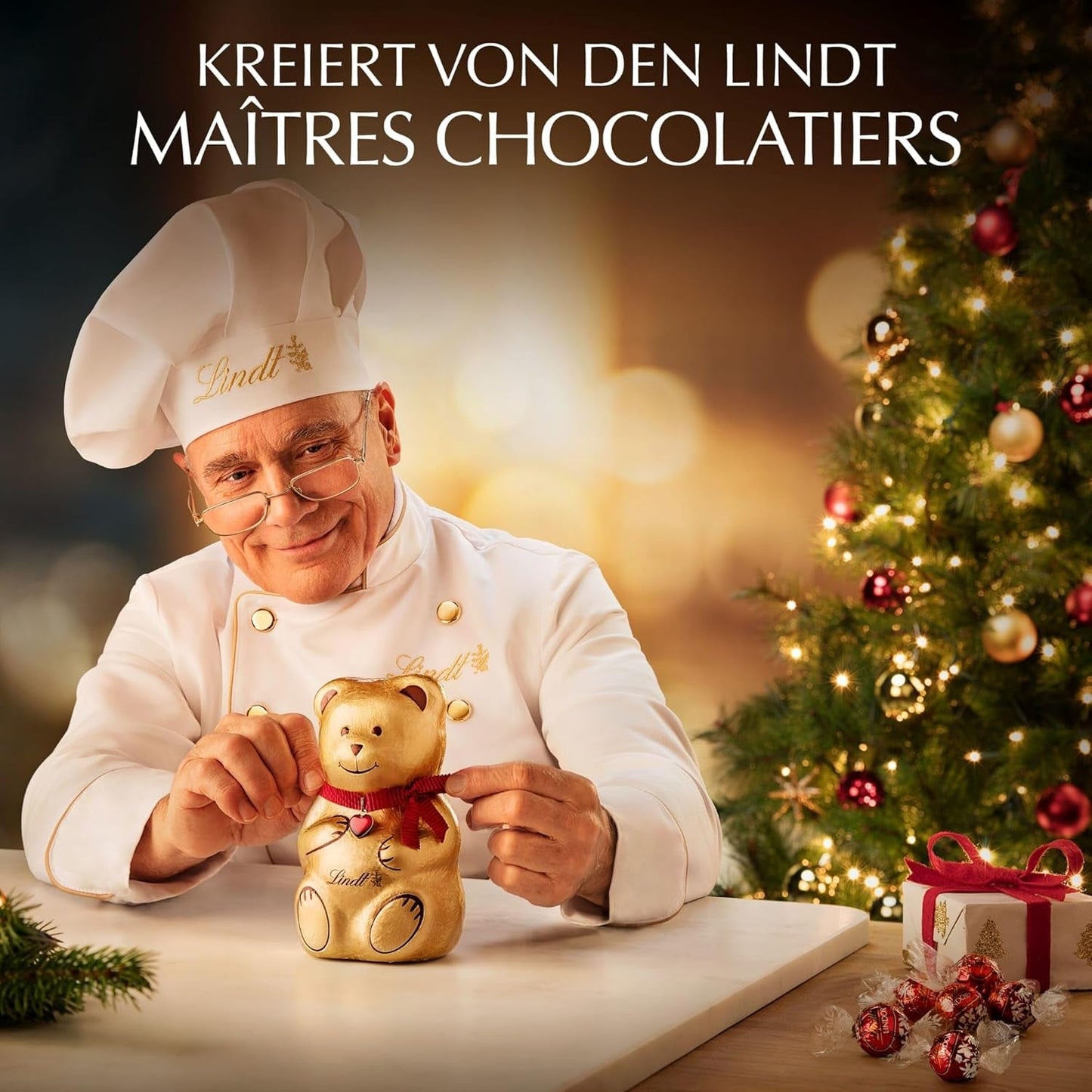 Lindt Čokoláda | Krabice zlatých pralinek | 180 g | 18 pralinek v 10 sortimentech jako jemný sortiment pralinek, některé s alkoholem | Prémiová dárková krabička s vánočními pralinkami