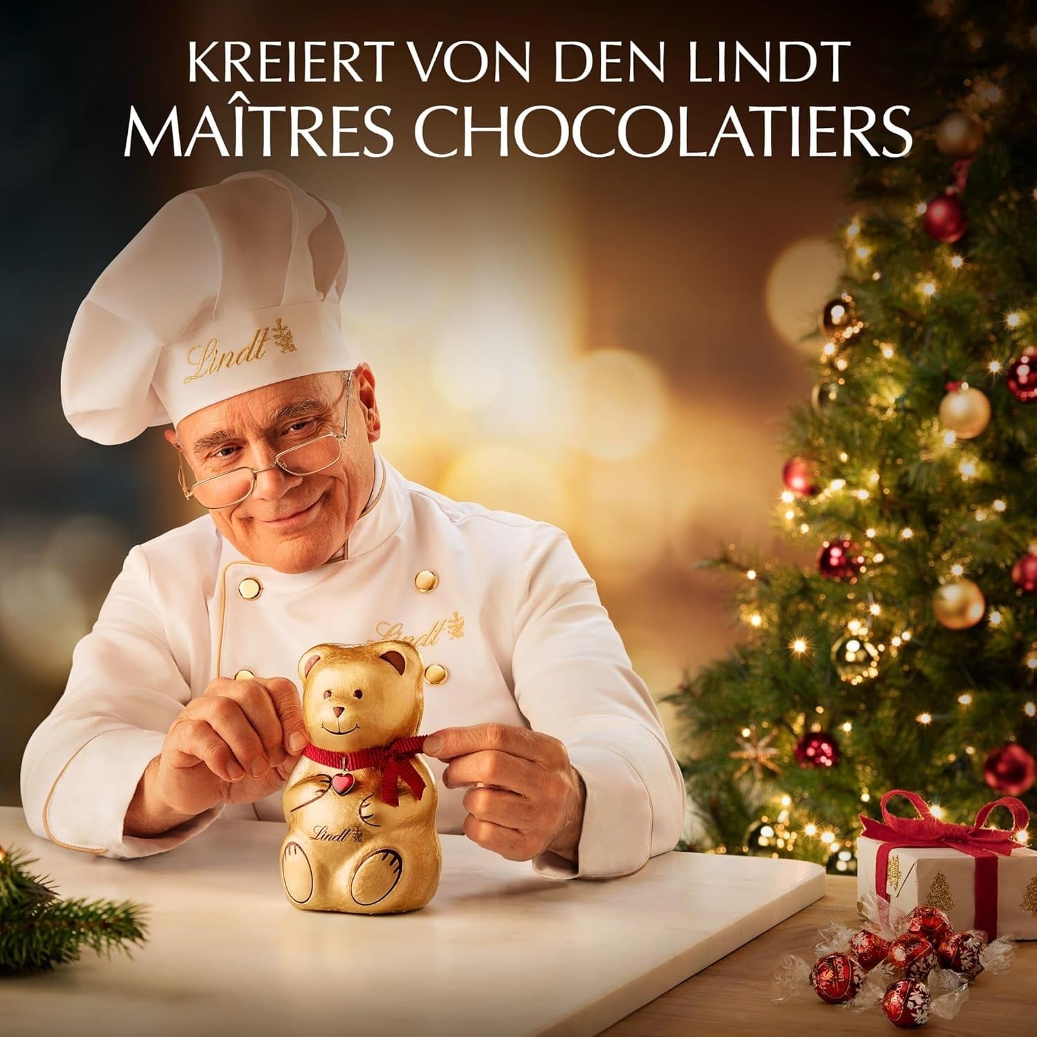 Lindt Čokoláda | Krabička vánočních pralinek | 200g Různé vánoční pralinky pokryté tou nejlepší mléčnou čokoládou | Čokoládový dárek k Vánocům