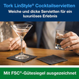 Tork Linstyle 509542 Černé koktejlové ubrousky, 1/4 skládání, 1 vrstva, 23,8 x 23,8 cm, 1 x 100 ubrousků