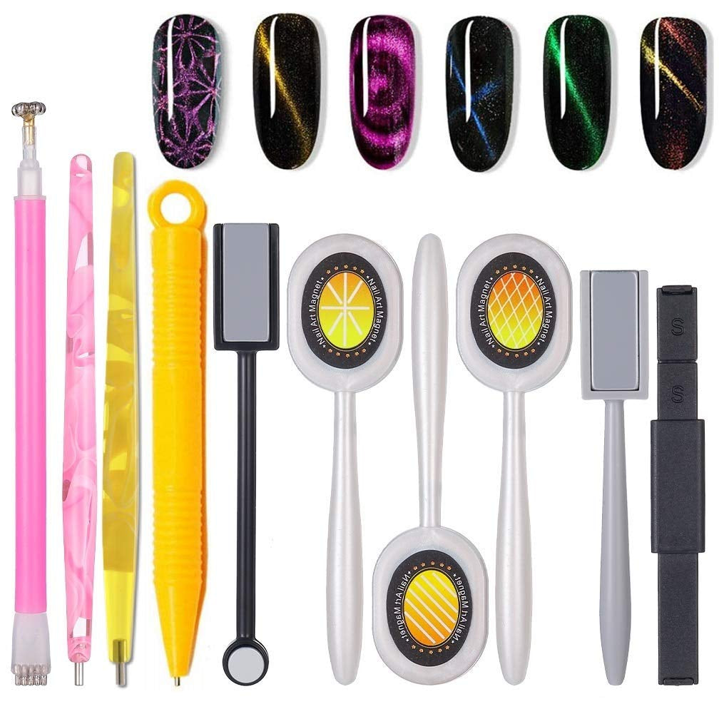 Nail Art Werkzeug Magnetstift, 10 Stück Nagel Magnet Stick Tool Tool, Nagel Magnet Stift Und Starker Magnet Stock Punktierungsstifte Für DIY 3D Magnetics Katzenauge UV Gel Polnisch Nagel Kunst