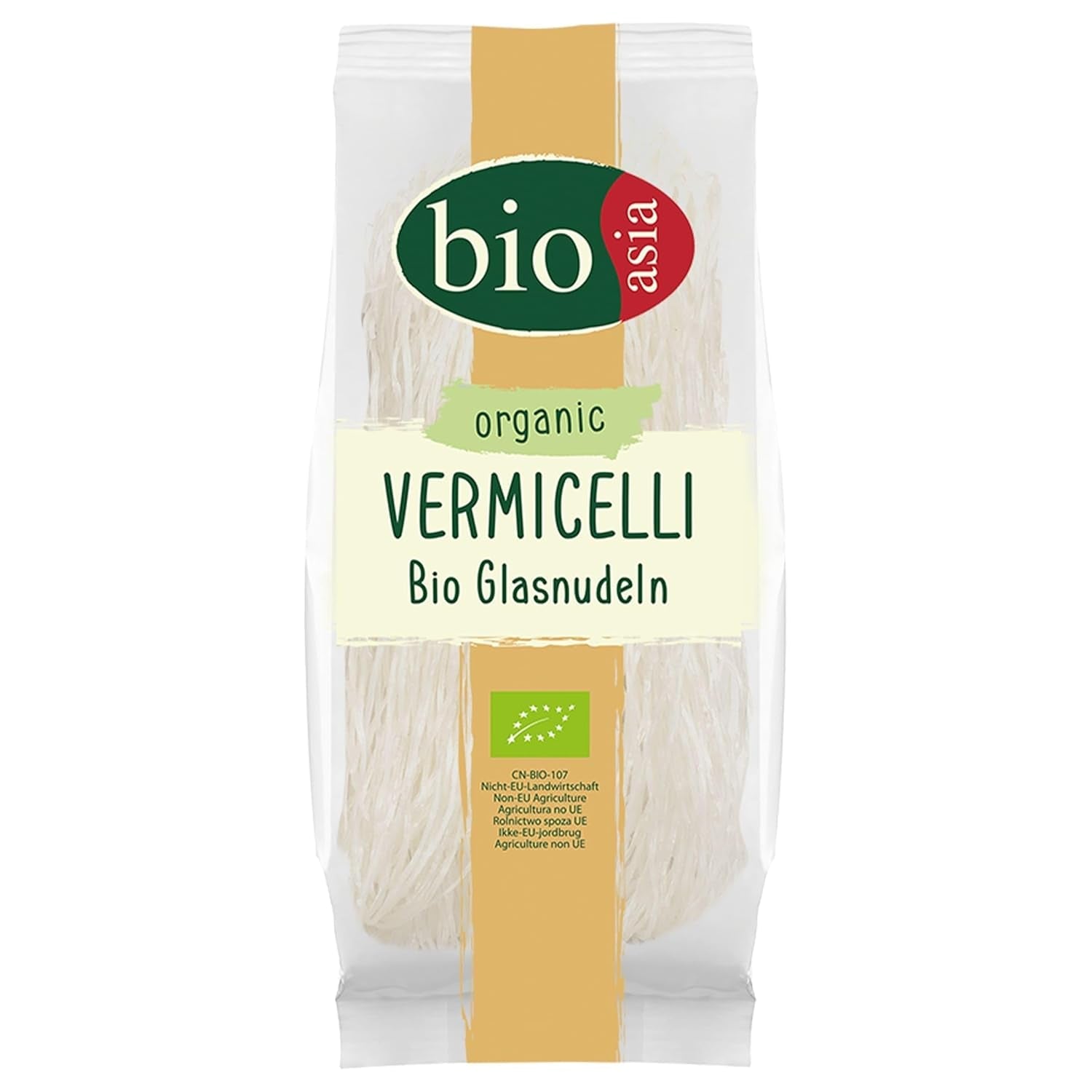 Bioasia organické skleněné nudle - bio hrachový škrob dlouhé skleněné nudle - přirozeně veganské a bez lepku - 1 x 100 g