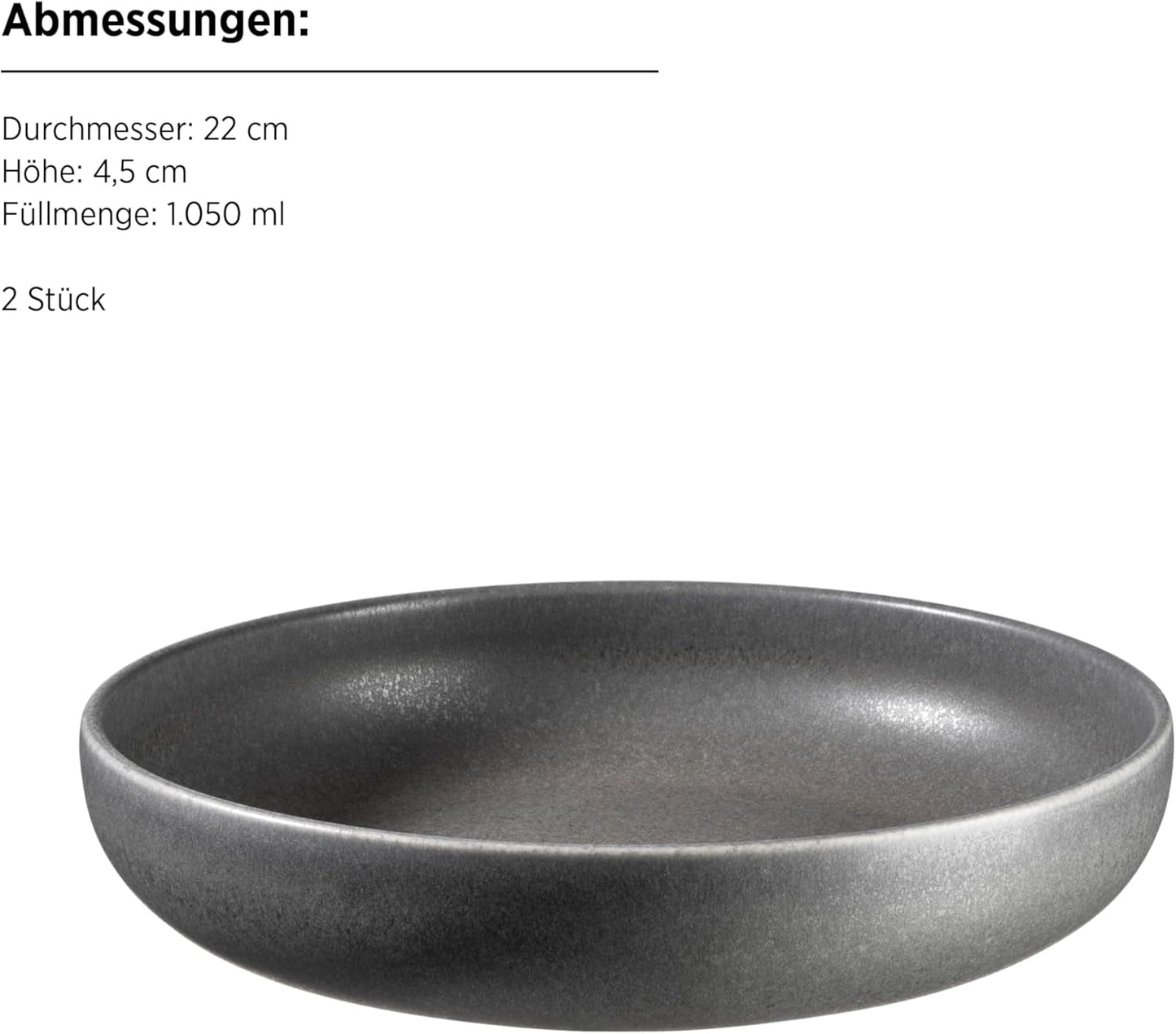 Řada MÄSER Unico, sada nádobí pro 2, nadčasové, elegantní, 8dílný keramický stůl, kamenina, antracit