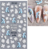 JMEOWIO 3D Nálepka na nehty Blume Frühlings Nálepka na nehty Selbstklebend Nagelaufkleber 5D Stereoskopisch Summer Bunter Blumen Dekoration Nageldesign Zubehör 4 Blatt