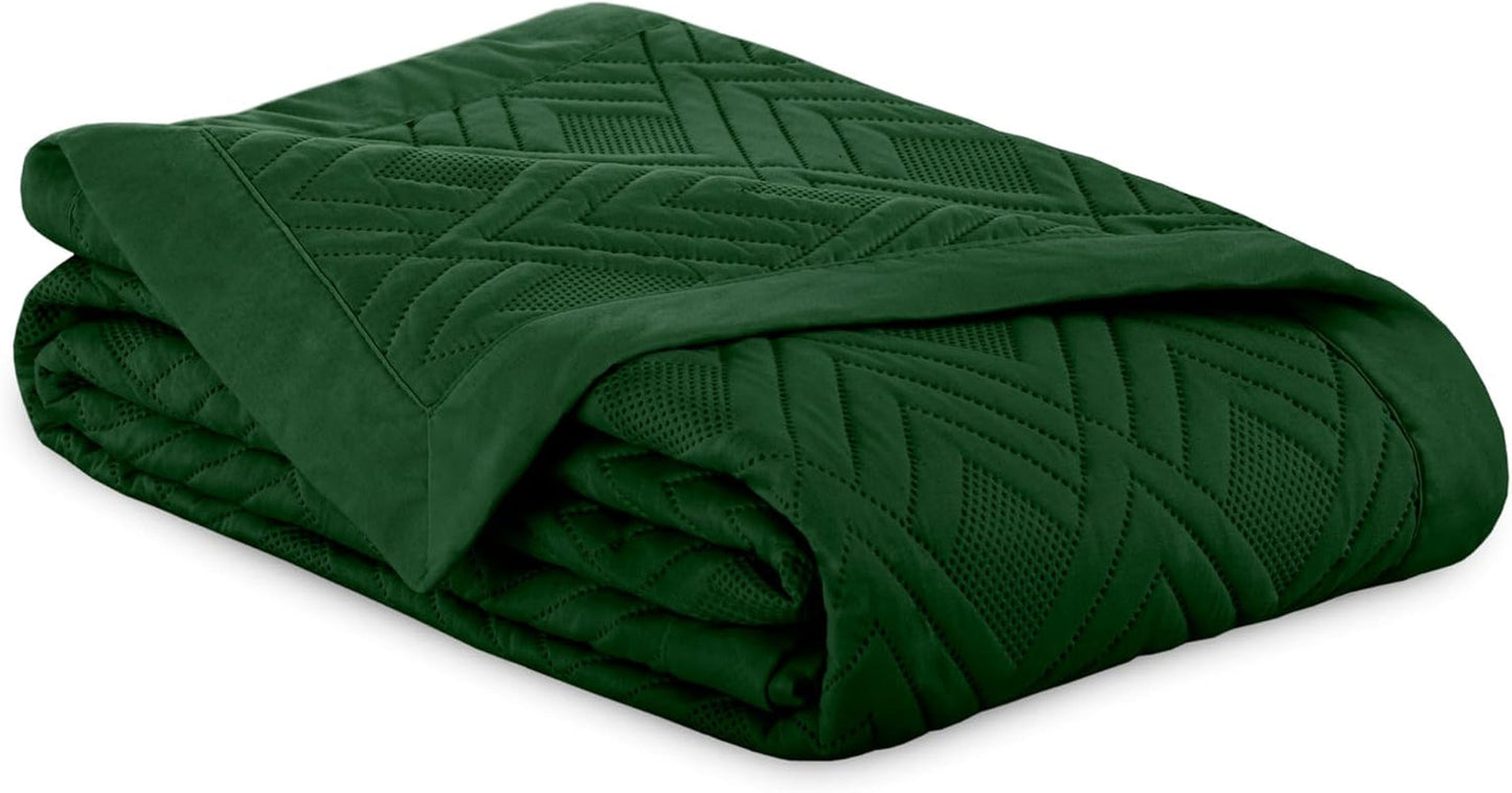Ameliahome přehoz na postel 170X210 cm oboustranný přehoz na postel Ultrazvukové prošívání Polyester Ofélie tmavě zelená Postele a přikrývky Besuche den AmeliaHome-Store