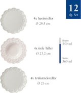 Villeroy & Boch Toy's Delight Royal Classic 12dílná sada nádobí, vhodné do myčky a mikrovlnné trouby, bílé, talíře, sada nádobí pro 4 osoby, vánoční nádobí, hračky, prémiový porcelán