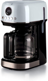 Espresso kávovar Ariete Moderna 1396 s filtrem pro přípravu americké kávy Až 15 šálků Skleněná karafa Topná deska LCD displej Vyjímatelné a omyvatelné filtry Bílé