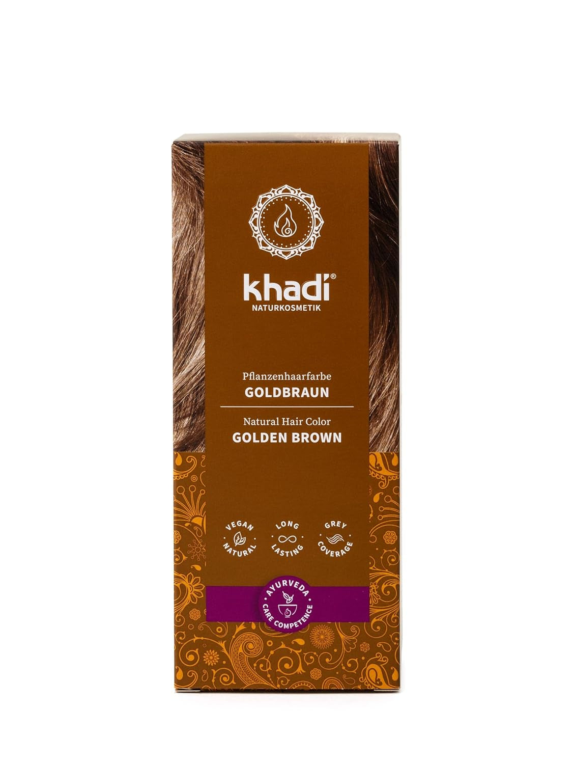 khadi GOLDBRAUN bylinná barva na vlasy zářivě jantarová až měkká a lesklá zlatohnědá barva na vlasy 100% přírodní bylinná barva na vlasy přírodní a veganská certifikovaná přírodní kosmetika 100 g Zlatohnědá barva na vlasy Naty Shop 100 g (1 balení) jednotlivě