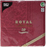 50 ubrousků "ROYAL Collection" 1/4 násobek 40 cm X 40 cm Bordeaux "Ornaments"