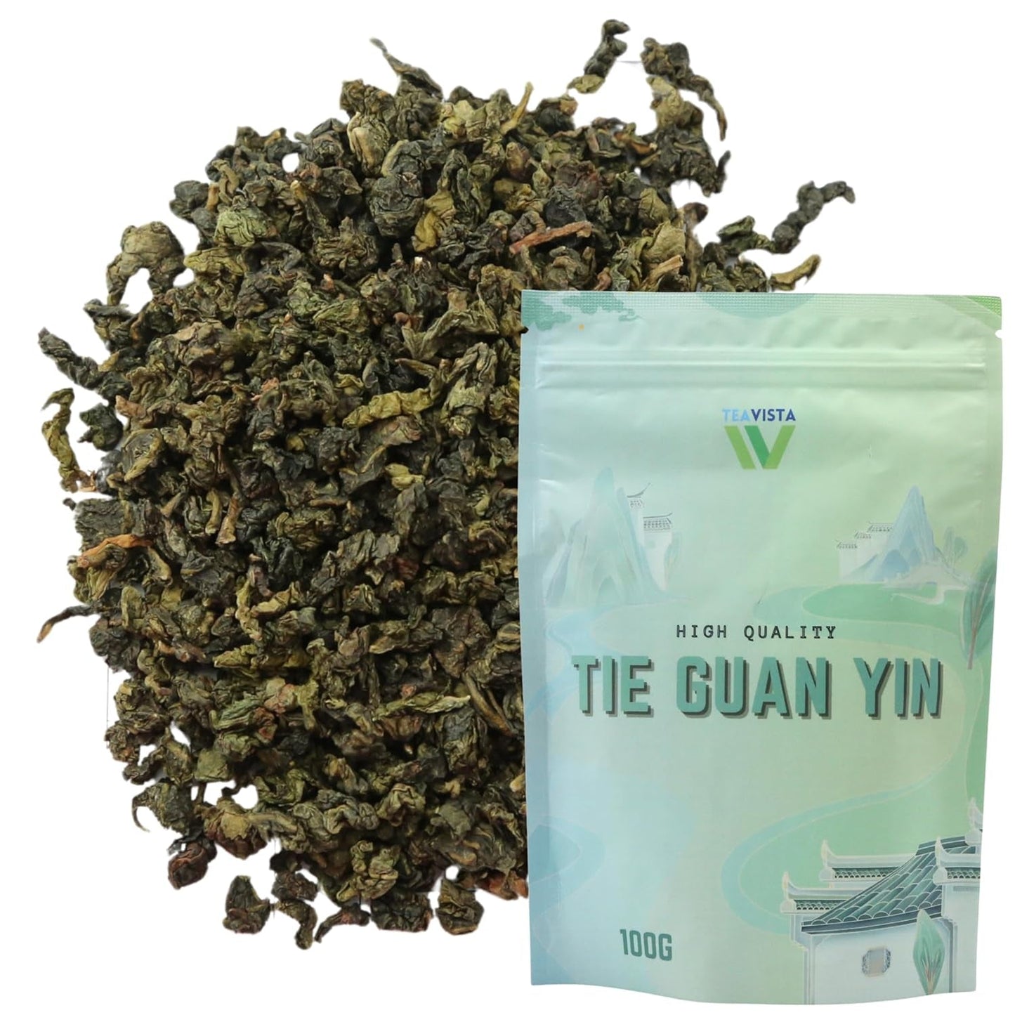 Tie Guan Yin Oolong Tea by Teavista - Prémiový čínský čaj Oolong (Tieguanyin), 100g | Podporuje trávení a zvyšuje energii