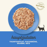Applaws 100% přírodní Nassfutter für Katzen, Thunfischfilet mit Krabben in Brühe - Packung mit 12 x 70g Beuteln