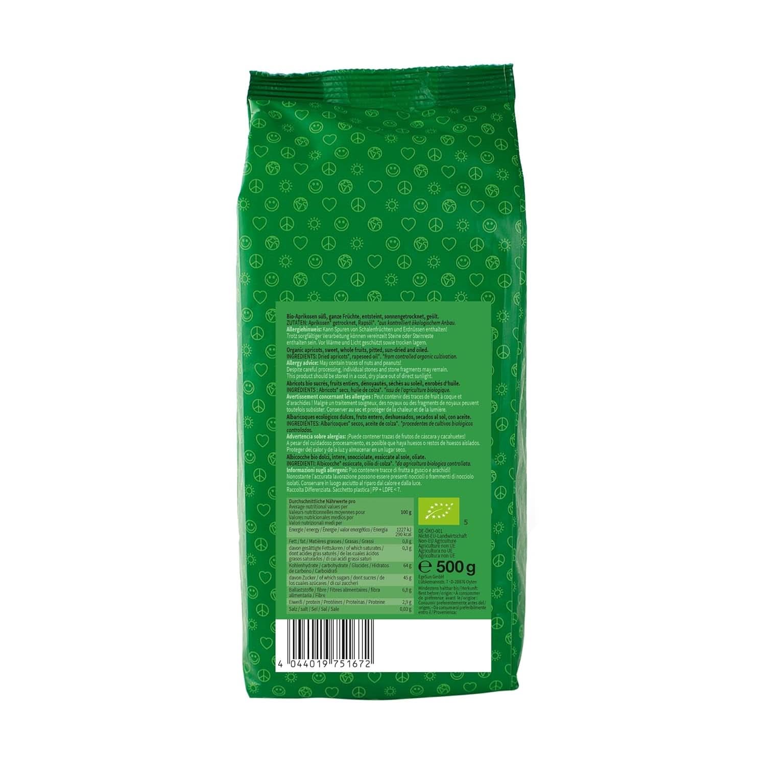 Mundo Feliz, Sušené meruňky s peckami z ekologického zemědělství, 2 x 500 gramů Sušené produkty Naty Shop