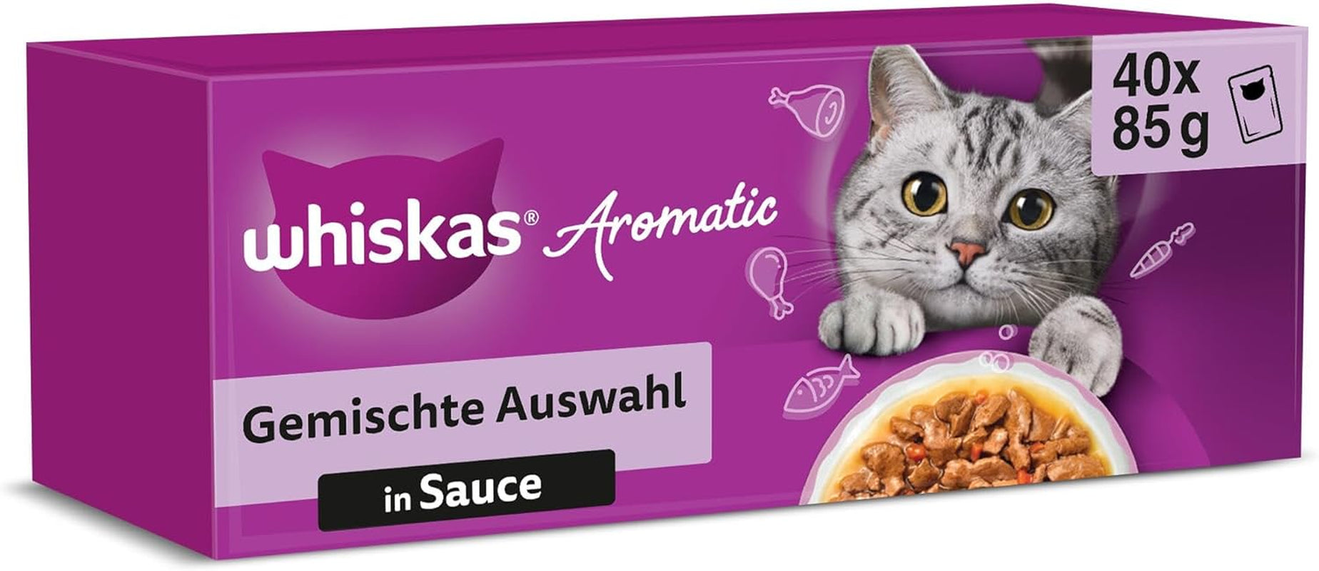 WHISKAS Mokré aromatické krmivo pro kočky v omáčce 40 x 85g Výběr z ryb