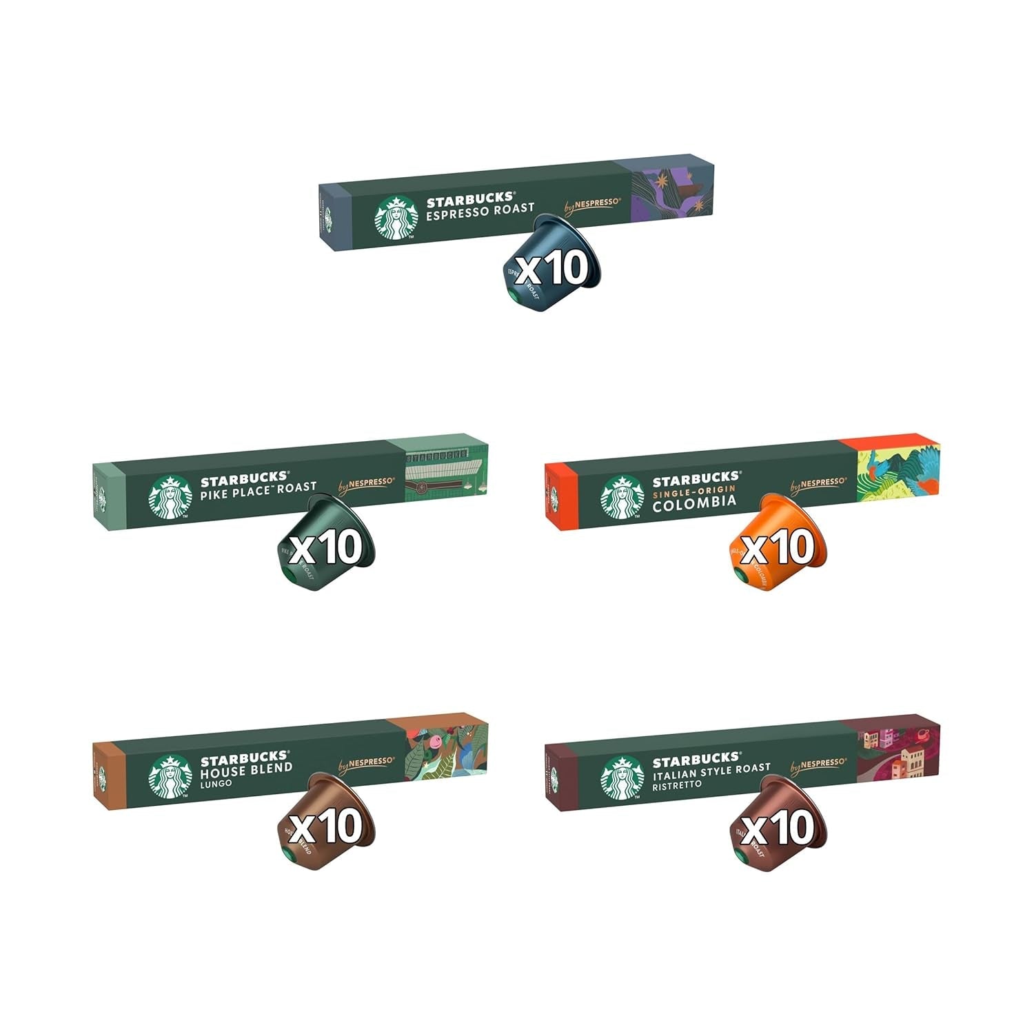 STARBUCKS Coffee Shop Classics – STARBUCKS Espresso Roast Pack od Nespresso, Kaffeekapseln 10 x 10 (100 Kapseln) – Exklusiv bei Amazon