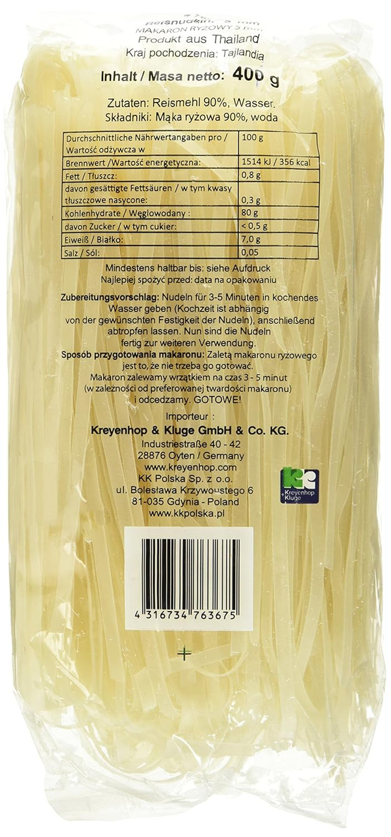 Rýžové nudle – thajské, 5 mm široké nudle z rýžové stuhy, vyrobené z rýžové mouky – 17 x 400 g