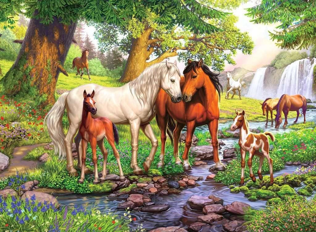 Dětské puzzle Ravensburger - 12904 Divocí koně u řeky - 300dílné puzzle koně pro děti od 9 let ve formátu XXL Puzzle Naty Shop