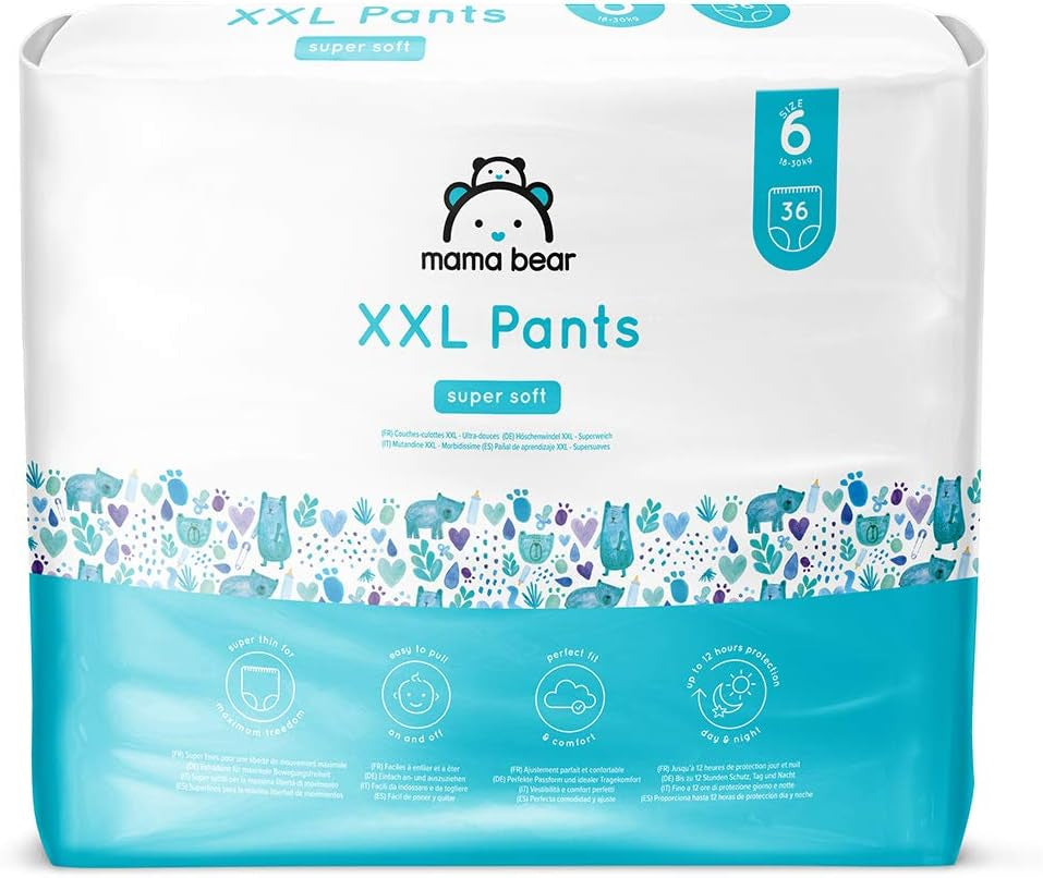 Značka Amazon: Mama Bear Pull-Up XXL plenky, velikost 6 (18-30 kg), 72 kusů (2 balení po 36)