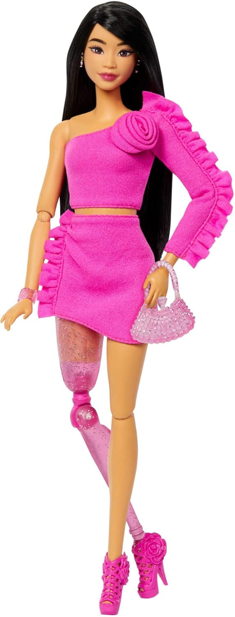 Panenka Barbie Deluxe Styl č. 3 s oblečením Barbiecore, blond vlasy ve vysokém drdolu, pastelově růžové šaty s velkou mašlí a doplňky jako síťované punčocháče, HYV27 Naty Shop Dolls Black