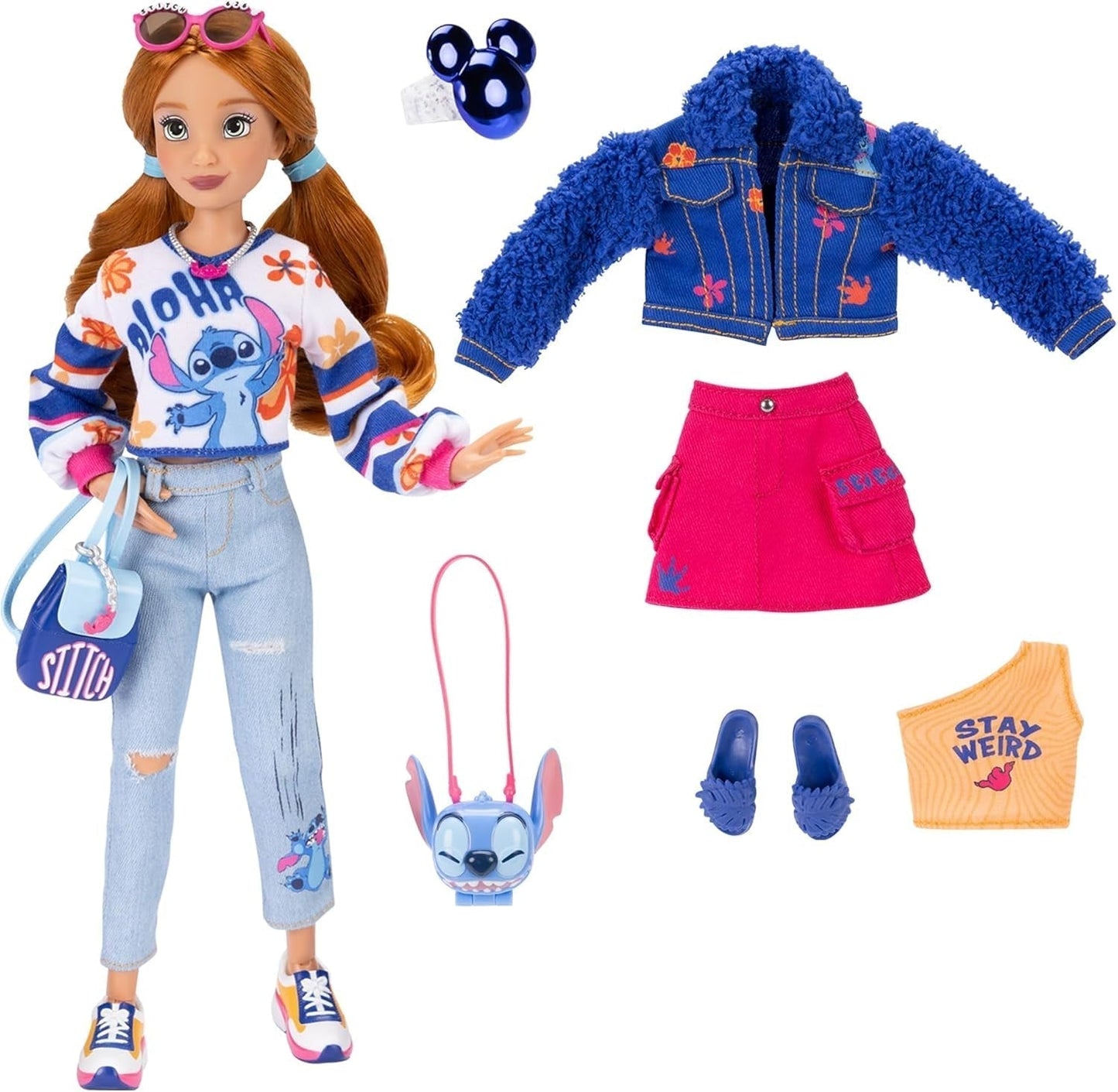 Módní steh pro panenky Disney ILY 4EVER se zrzavými vlasy 11,5" vysoký s 13 body artikulace, dvěma kompletními mixy a třpytivým prstenem Mickey pro vás! Panenky Naty Shop