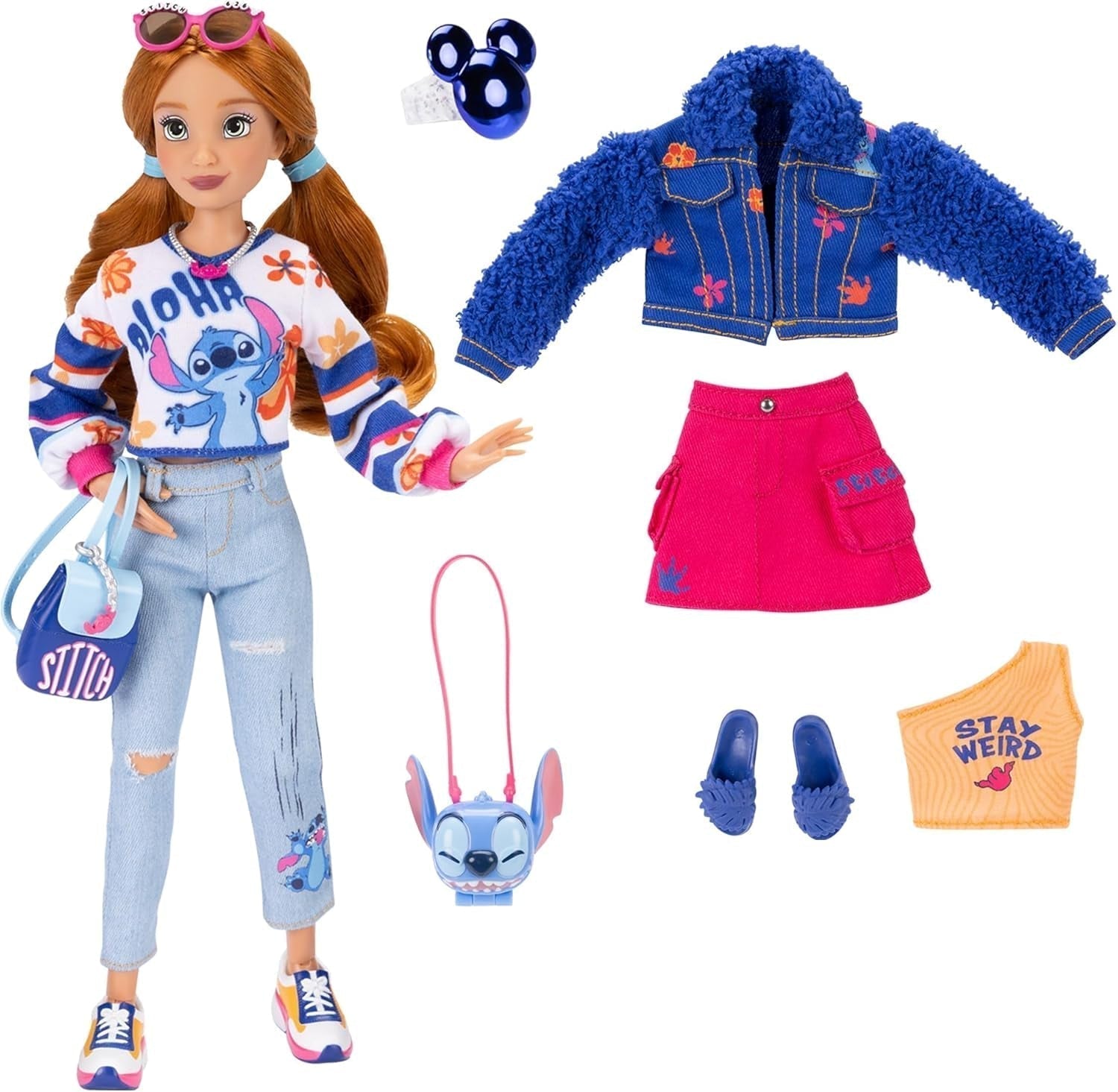 Módní steh pro panenky Disney ILY 4EVER se zrzavými vlasy 11,5" vysoký s 13 body artikulace, dvěma kompletními mixy a třpytivým prstenem Mickey pro vás! Panenky Naty Shop
