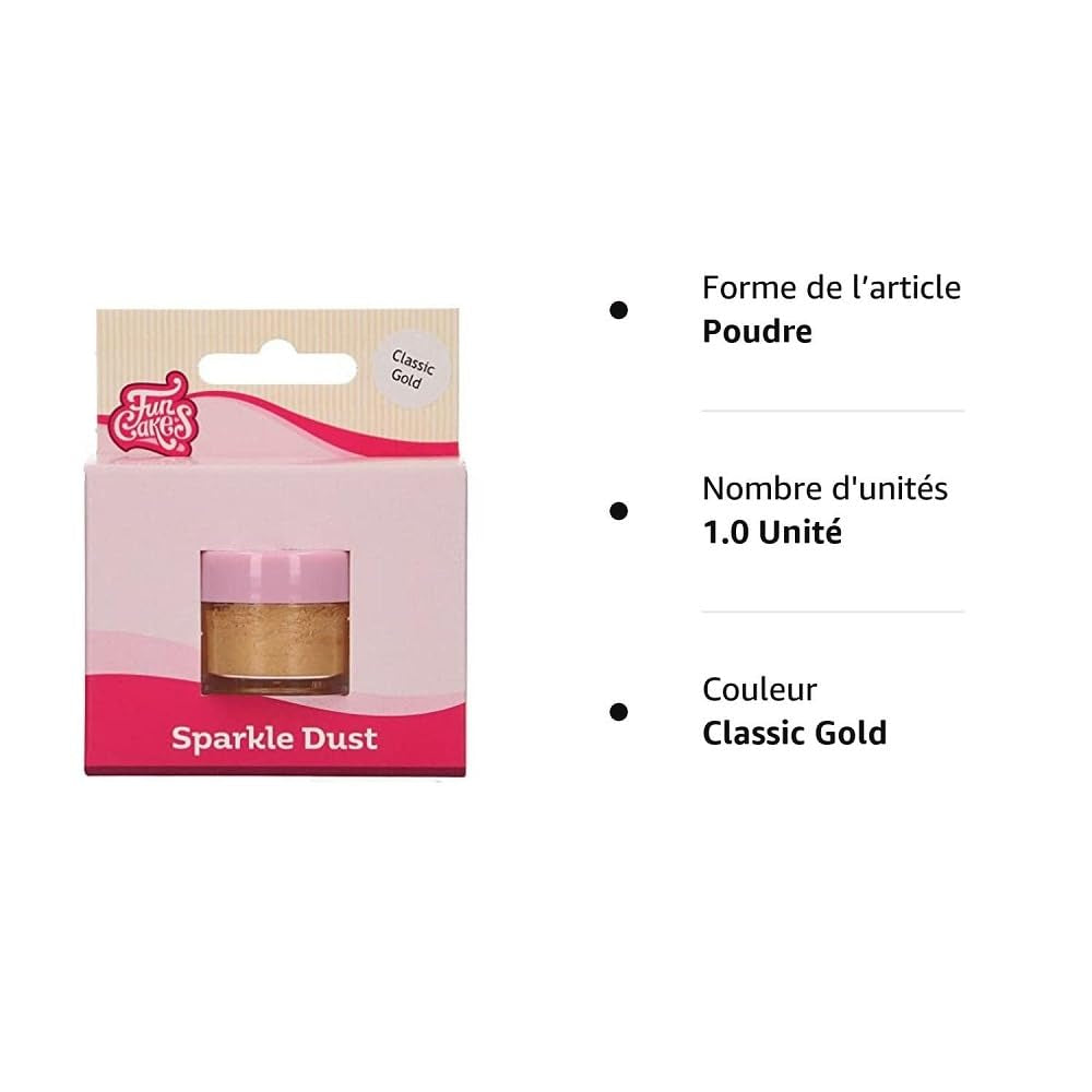 Funcakes Sparkle Dust Classic Gold: Potravinářský třpytivý prach na zdobení dortů, certifikovaný Halal