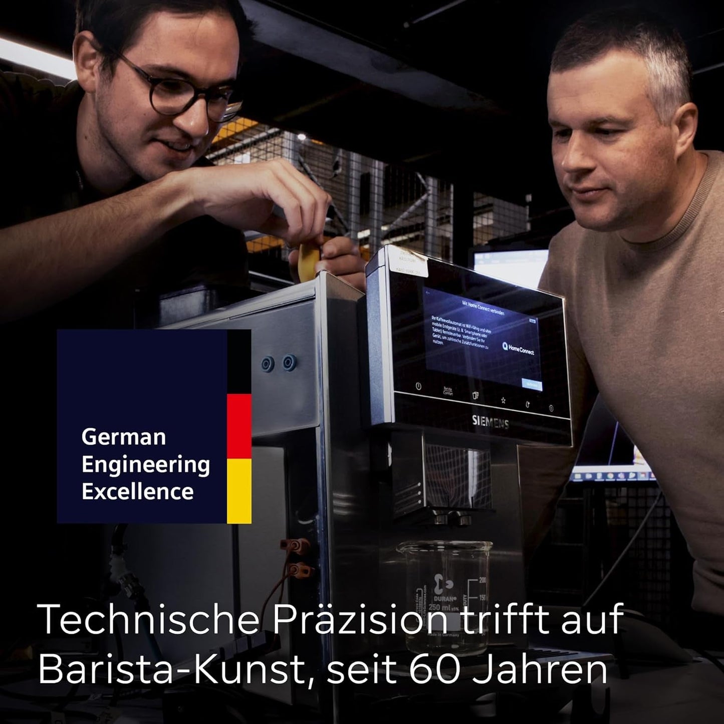 Siemens EQ900 TQ903D03 Automatický kávovar na espresso, Ovládání aplikací, Intuitivní dotykový displej, Režim Barista, AromaBoost, Redukce hluku, Prémiový mlýnek, Automatické čištění párou, 1500 W, Nerezová ocel