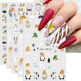 JMEOWIO Nálepka na nehty Weihnachten 10 Blatt Nálepka na nehty Selbstklebend Nagelaufkleber Glitter Schneeflocke Xmas Winter Urlaub Zlatá dekorace Nageldesign Zubehör