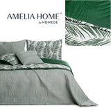 Ameliahome Přehoz na postel Přehoz na postel 170X210 Cm Oboustranný Přehoz na postel se snadnou údržbou Vzor rostlin Zelená Bílá Tropické Postele Bonaire a přikrývky Besuche den AmeliaHome-Store