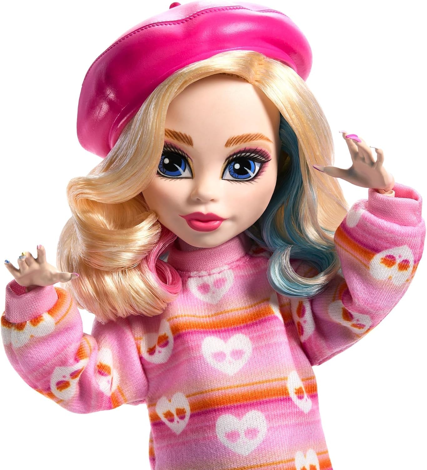 Panenka Monster High Wednesday a doplňky, sběratelská figurka Enid Sinclair v růžové barvě s baretem a batohem, stojan na panenky, panenky HXJ05 Naty Shop