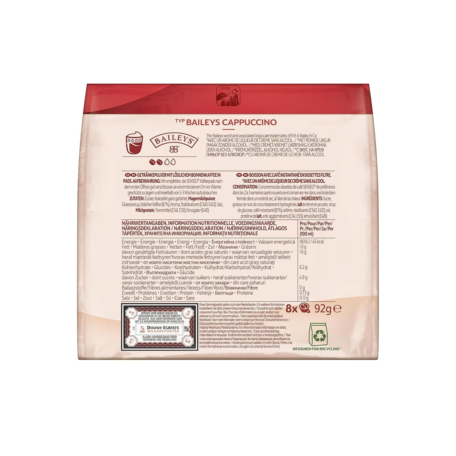 Senseo Pads Typ Cappuccino Baileys, 5 x 8 Getränke, 40 kaffeepadů