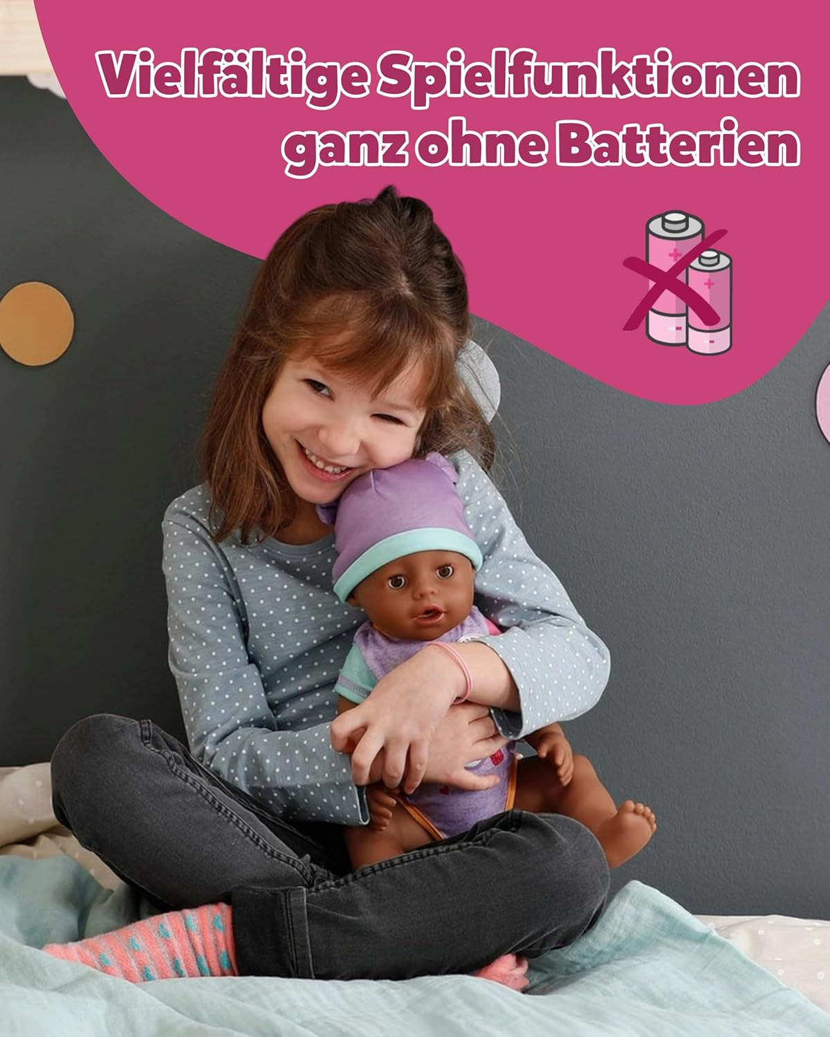 BABY Born Eva - panenka 43 cm - 10 funkcí včetně příslušenství a matrace - Plně funguje bez baterií - Vhodné pro děti od 3 let