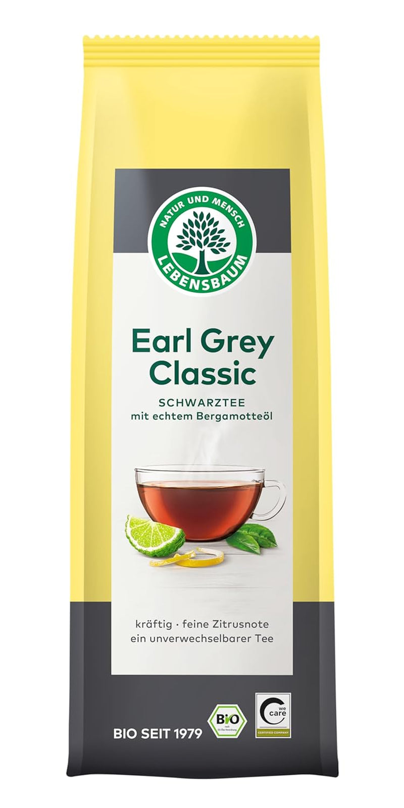 Lebensbaum Earl Grey klasický černý čaj s přírodním bergamotem a citronovým olejem, harmonický, aromatický, 100% bio, sypaný, 100 g