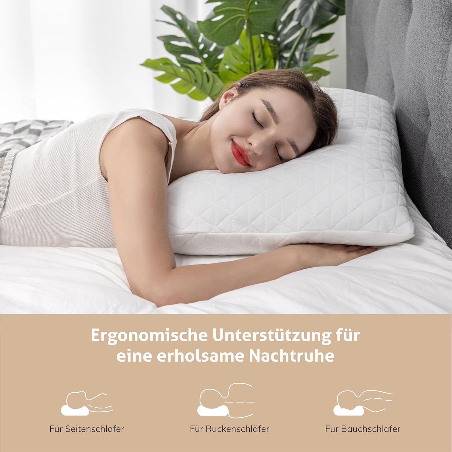 EGO HOME polštář z paměťové pěny 40x80 cm s drcenou paměťovou pěnou - prodyšný, ergonomický polštář pro podporu krku pro spáče na boku, zádech nebo břiše - certifikováno Oeko-Tex - pratelný potah
