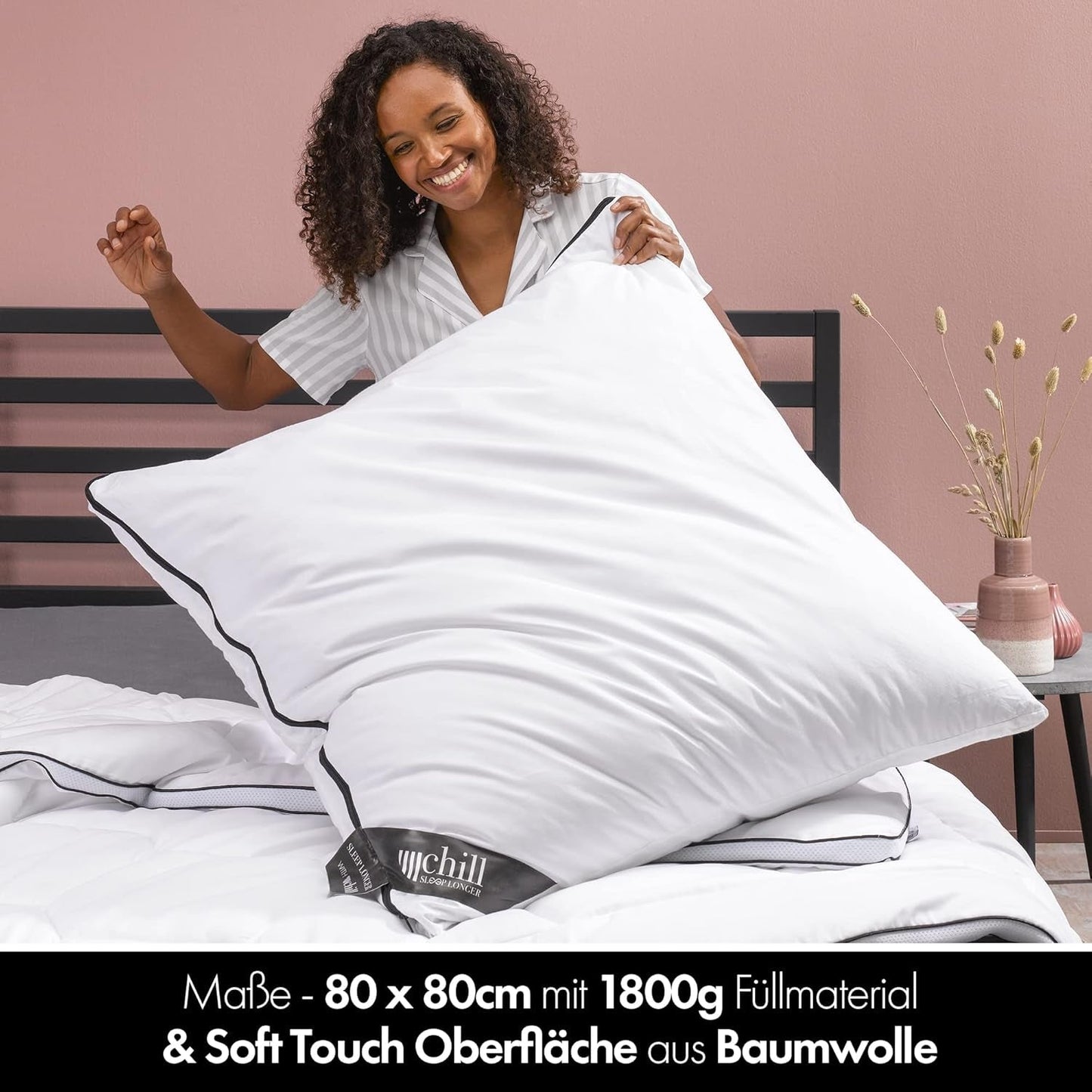 Polštář 80X80 Cm - design 2v1 - polštář v polštáři - velký prodyšný a pratelný polštář na spaní a 100% vegan - 2 polštáře 3 možnosti - polštář s náplní 600G a 1200G standardní polštáře Naty Shop