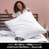 Polštář 80X80 Cm - design 2v1 - polštář v polštáři - velký prodyšný a pratelný polštář na spaní a 100% vegan - 2 polštáře 3 možnosti - polštář s náplní 600G a 1200G standardní polštáře Naty Shop