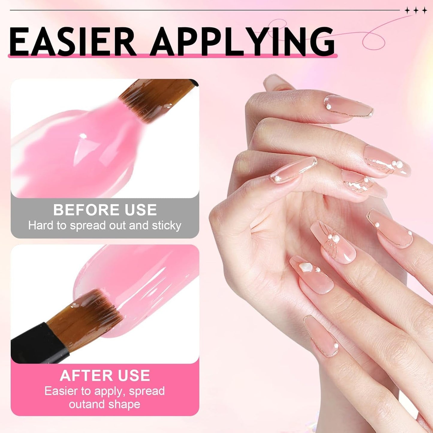 Polygelový roztok na nehty, sada na nehty Poly Gel Slip Solution, tekuté roztoky na nehty Polygel 75 ml, 5 klipů na nehty, 3 kartáčky na nehty, 1 křišťálový kelímek, 100 čisticích listů