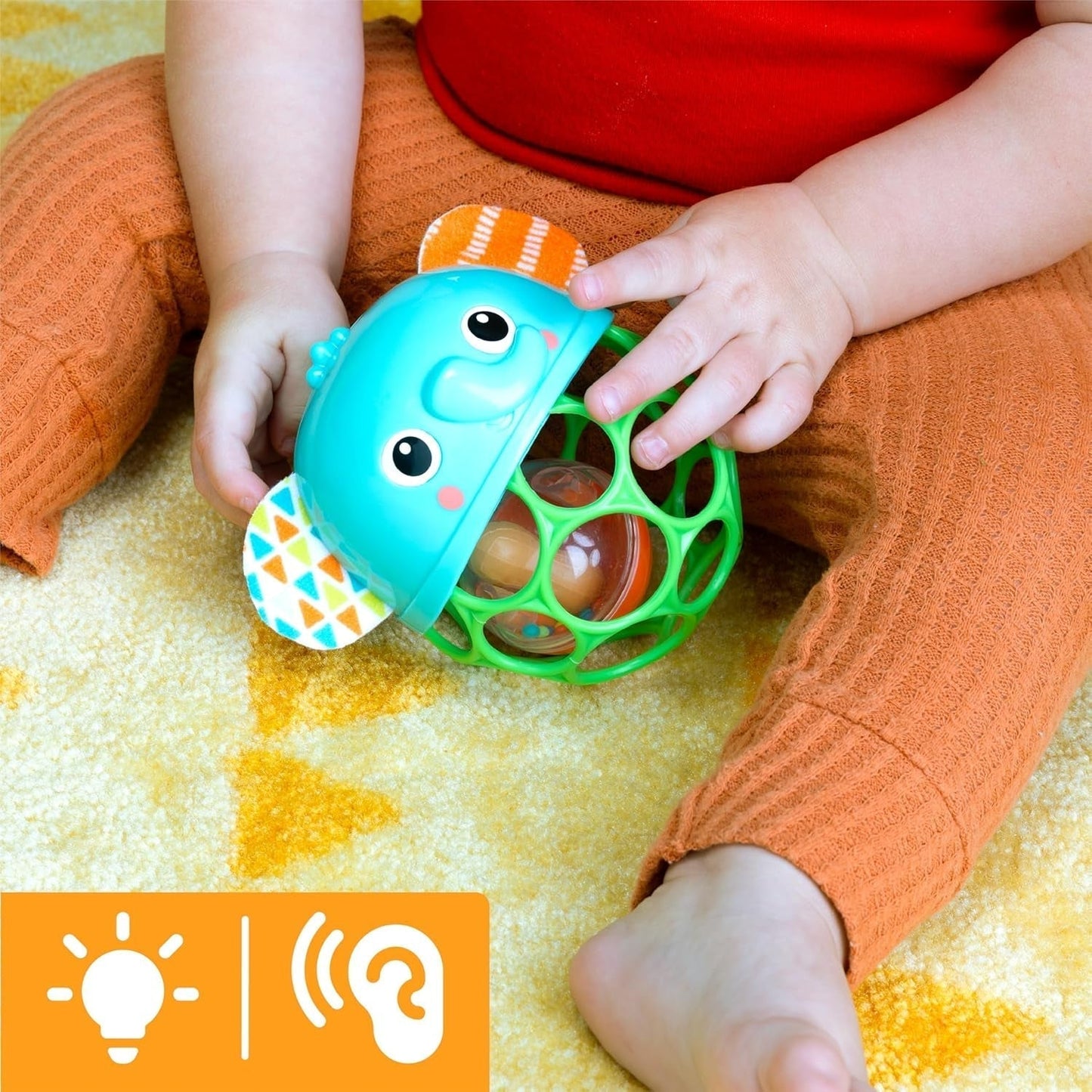 Bright Starts Giggle & Glow Bell Září ve tmě Hračka slona Oball Snadno chytatelné Unisex Baby Toys Naty Shop